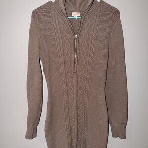 J For Justify Taupe Cable Knit Bodycon Zip Dress